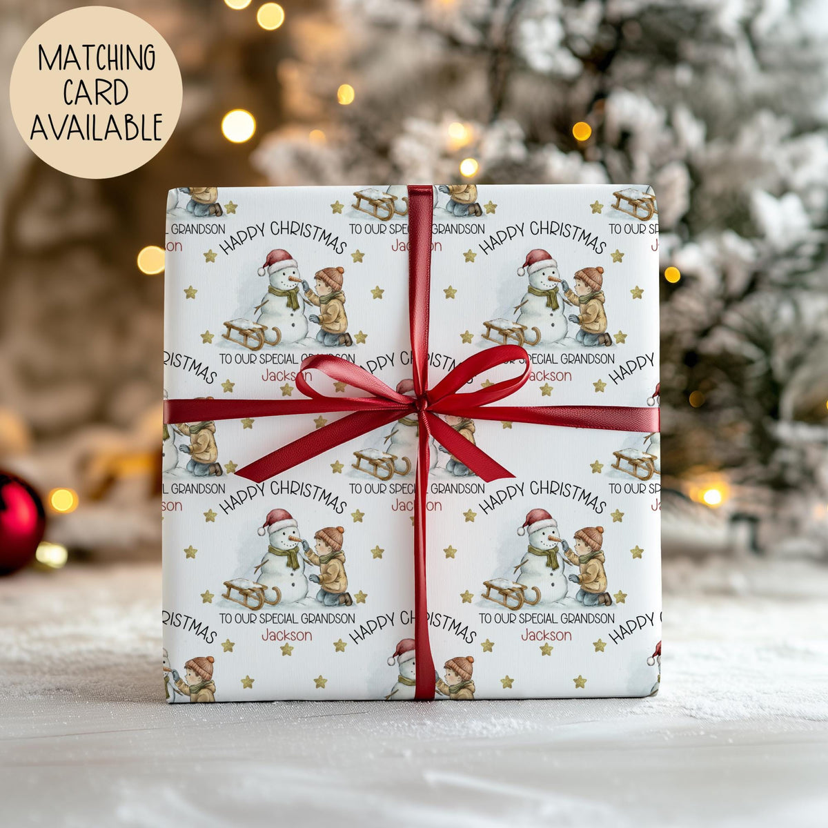 Boys illustrated Christmas wrapping paper