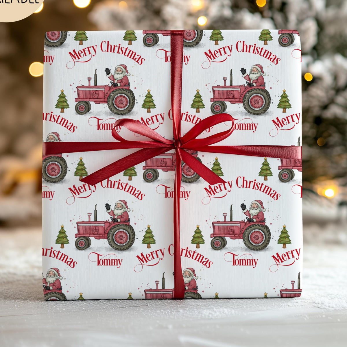 Kids tractor Christmas wrapping paper