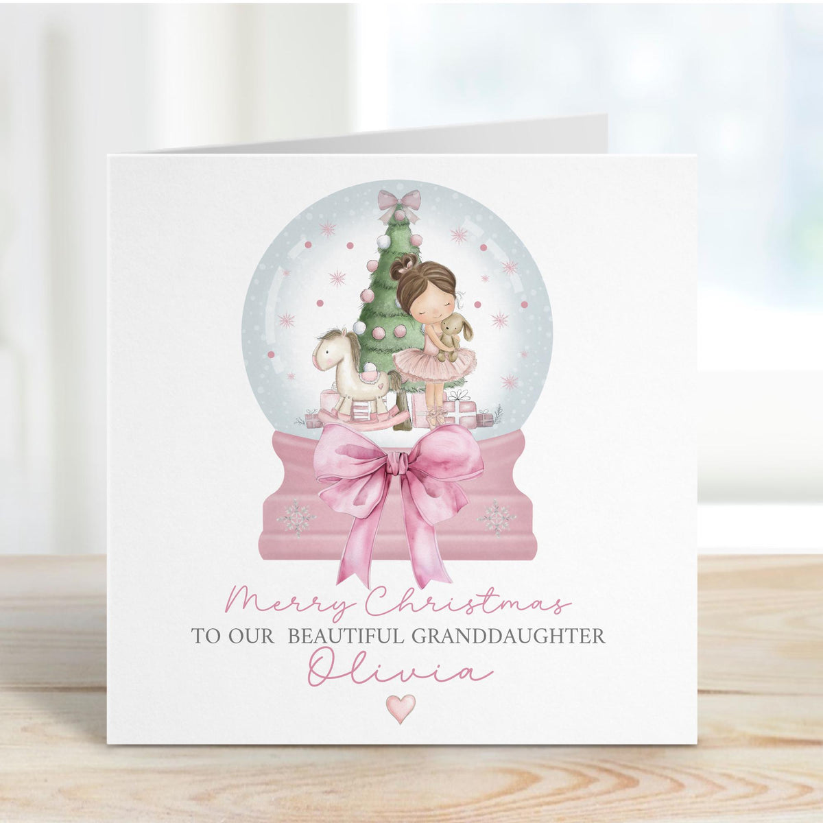 Kids pink ballerina snow globe Christmas wrapping paper