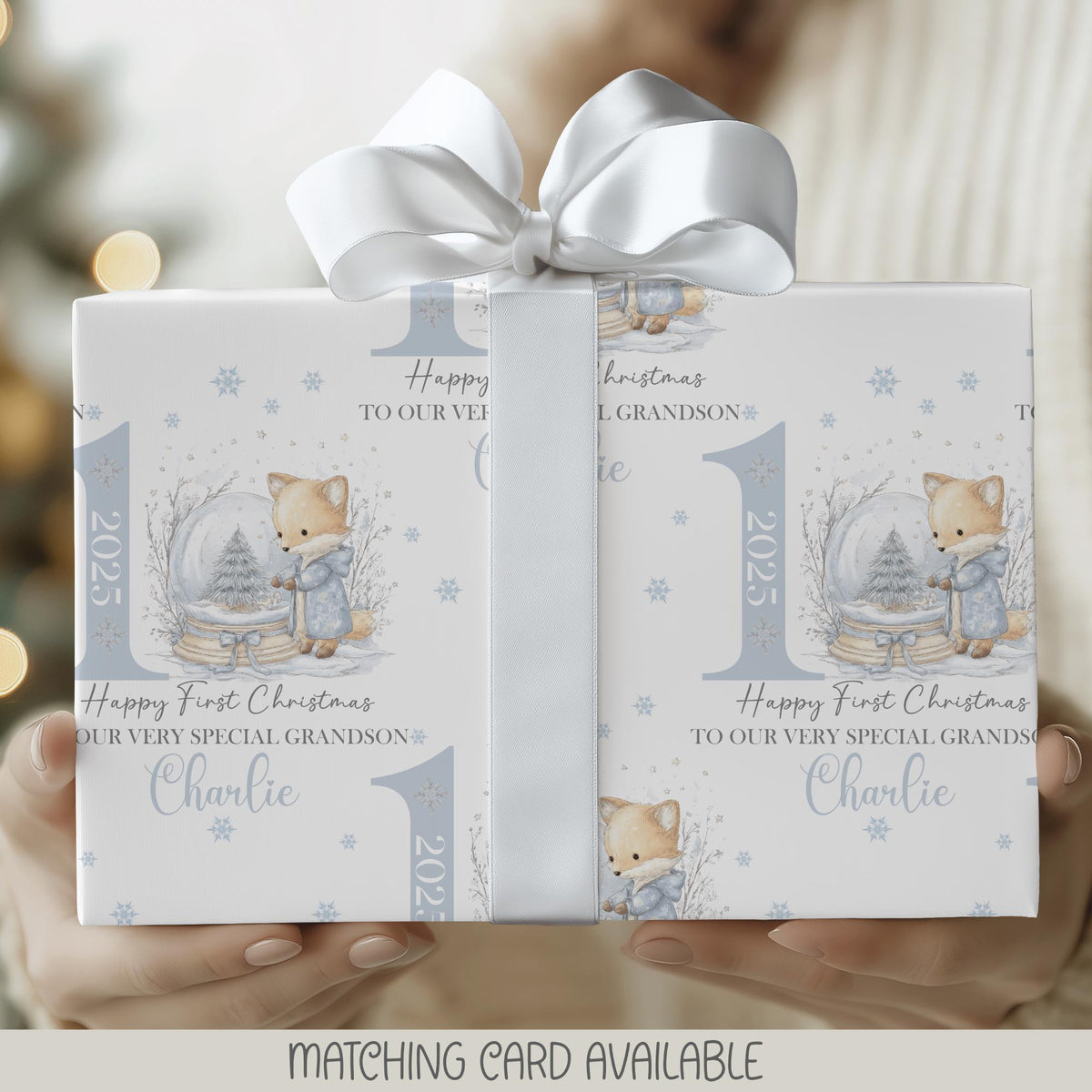 Boys fox 1st Christmas wrapping paper