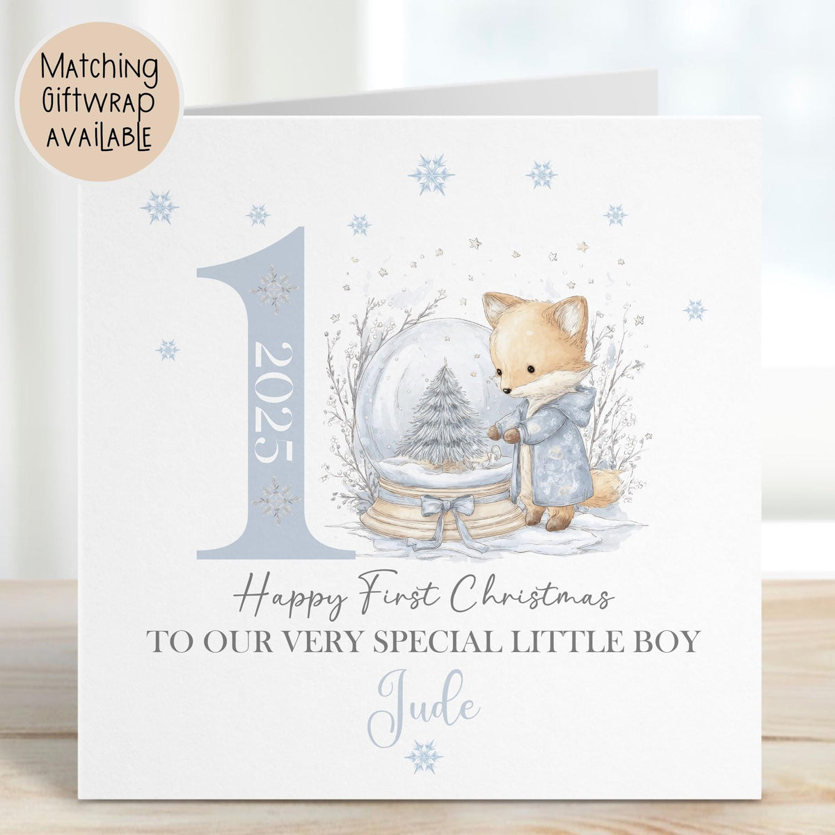 Fox Snow Globe Baby's First Christmas Card for Baby Boy – photo 6