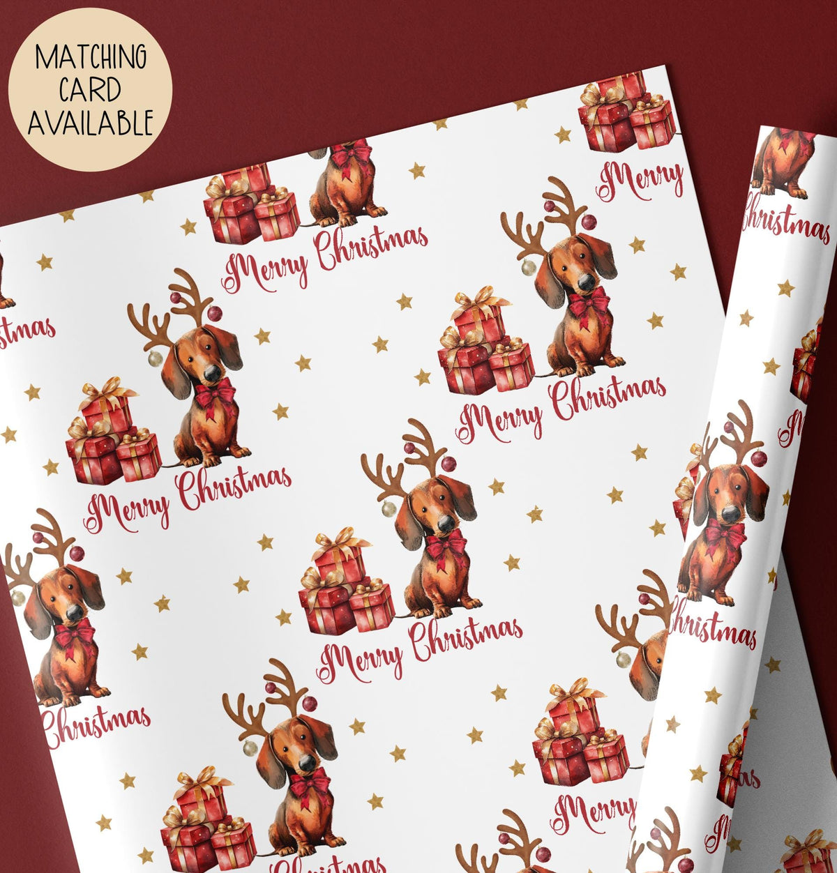 Kids dachshund Christmas wrapping paper