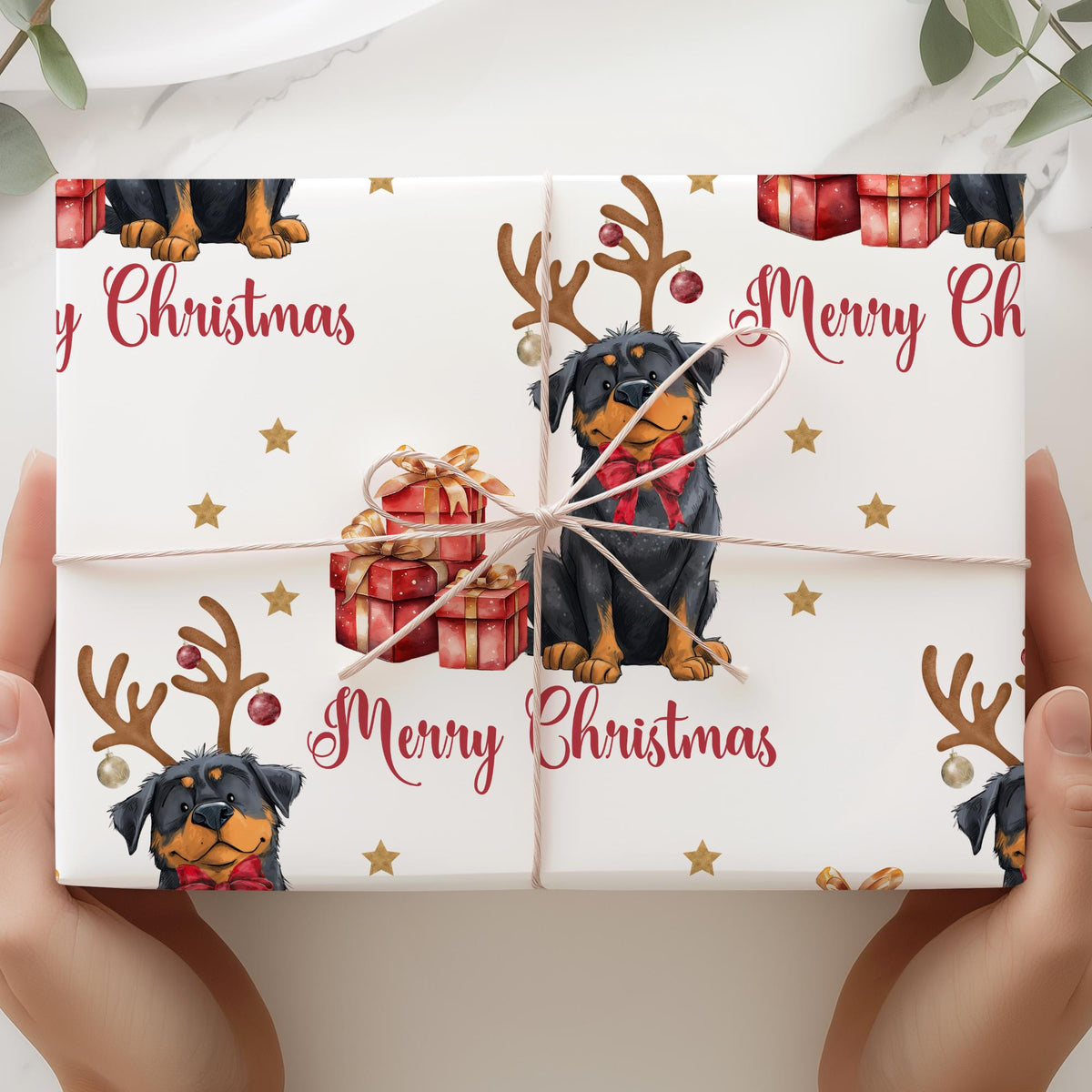 Kids rottweiler Christmas wrapping paper