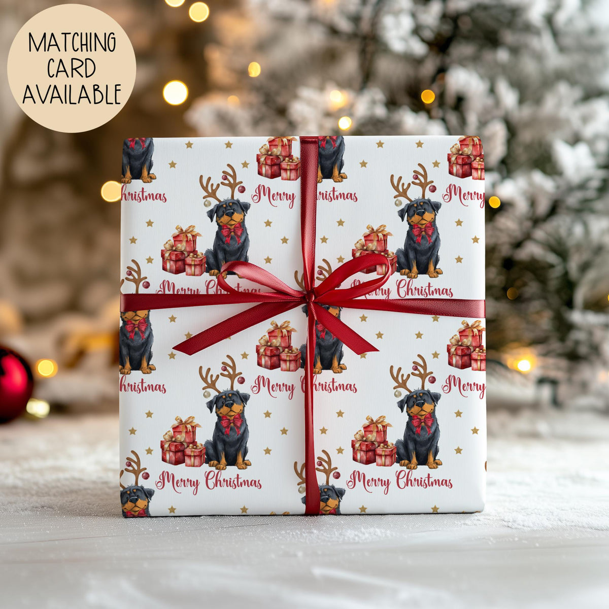 Kids rottweiler Christmas wrapping paper