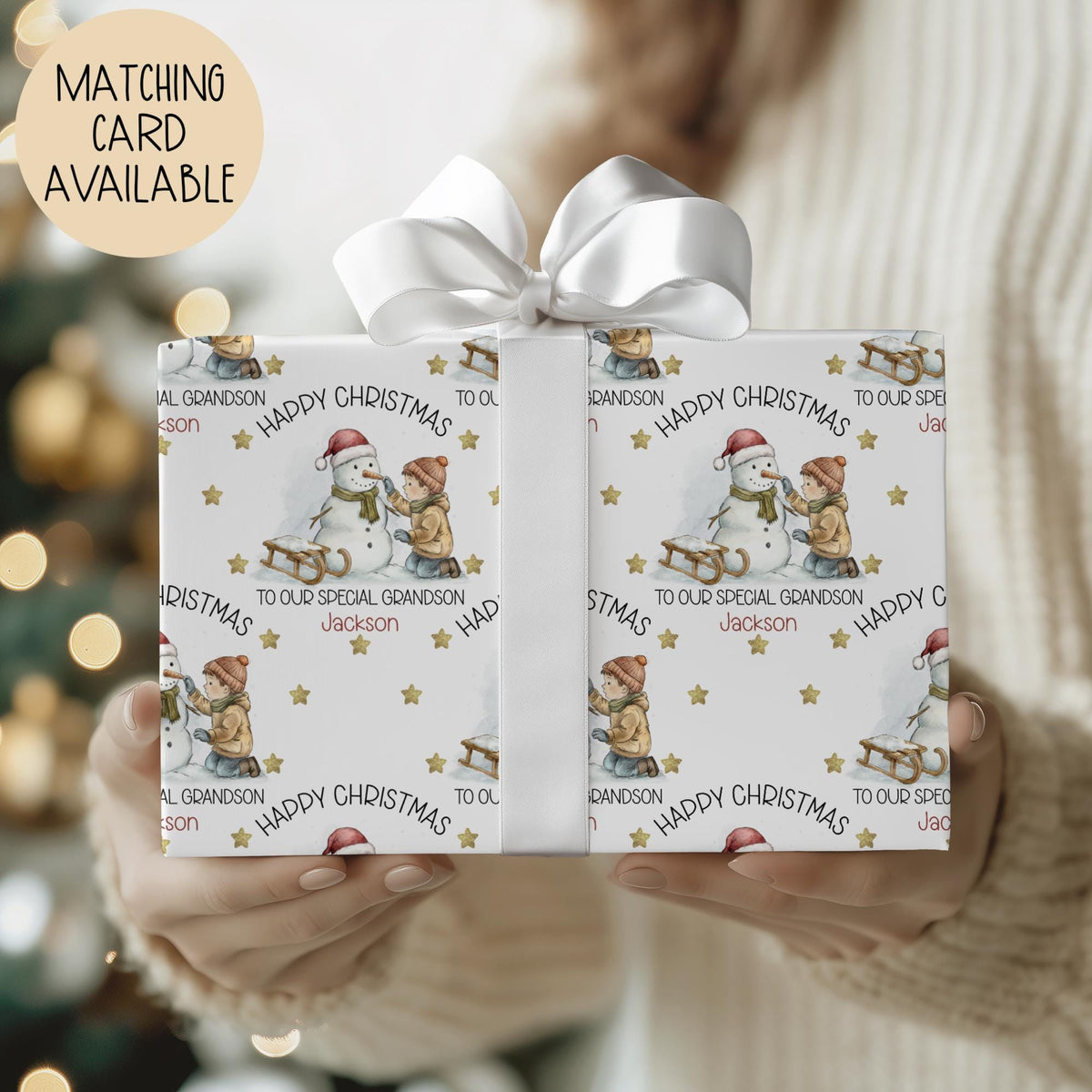 Boys illustrated Christmas wrapping paper