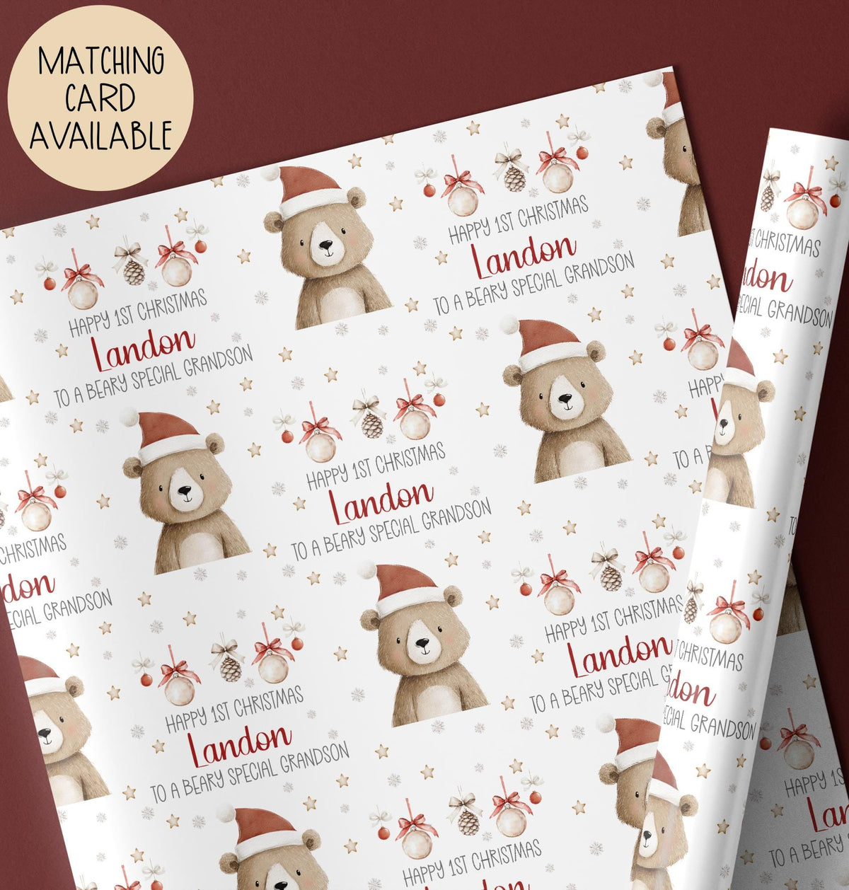 Kids teddy bear 1st Christmas wrapping paper
