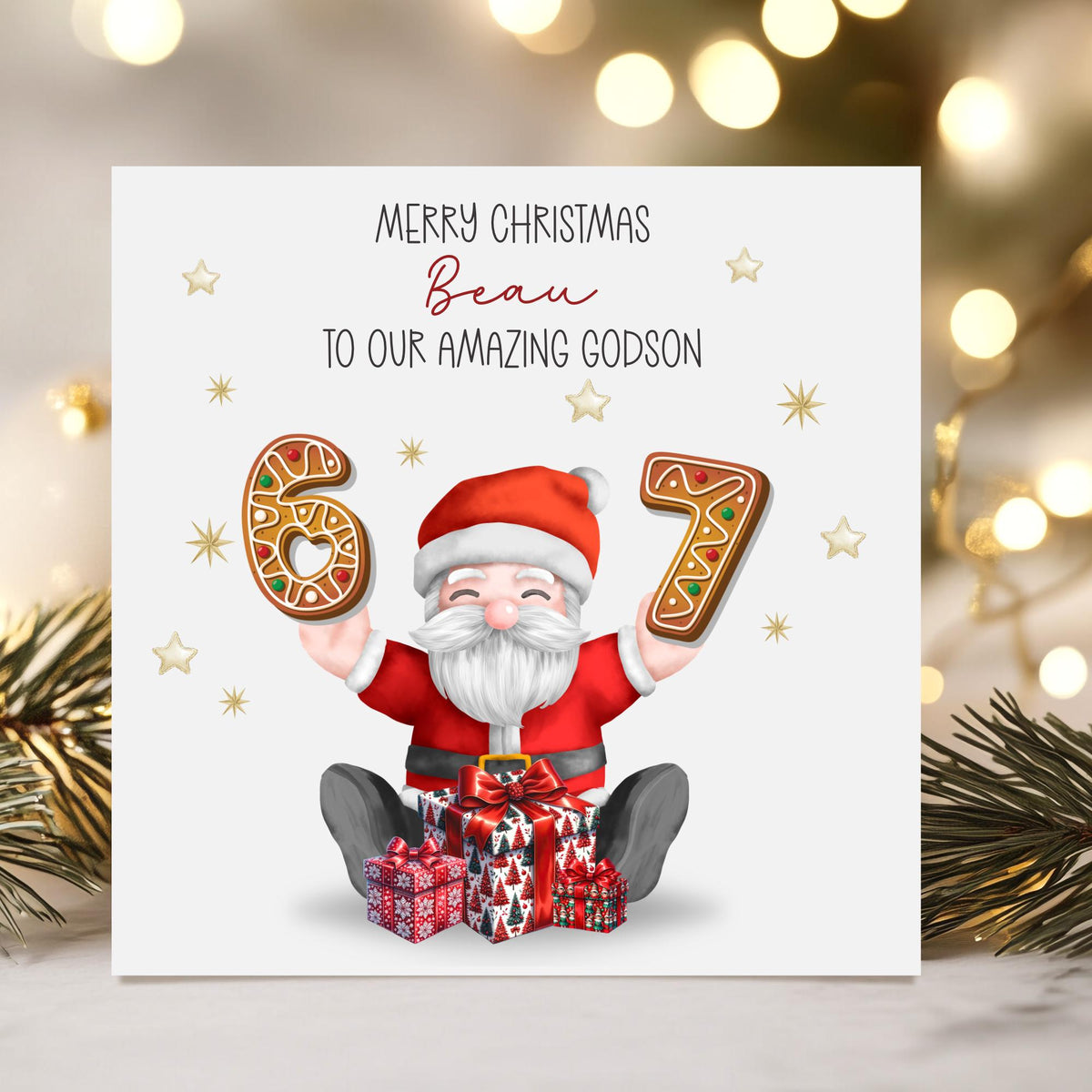Six Seven 6 7 Santa Christmas Card for Kids – Cotton and Twigg
