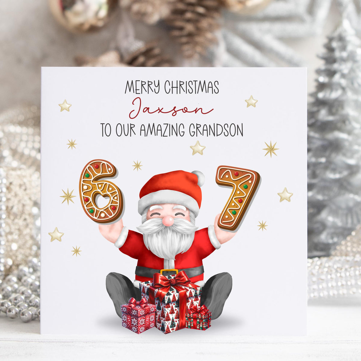 Six Seven 6 7 Santa Christmas Card for Kids – photo 3