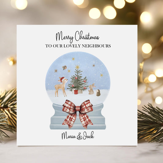 Snow Globe Christmas Card for Neighbours or Friends – Cotton and Twigg