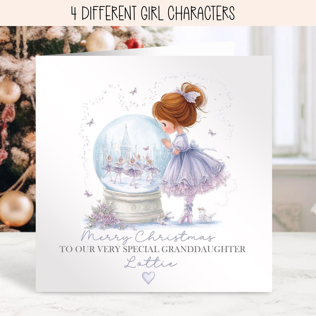 Lilac Ballerina Snow Globe Christmas Card for Girls – photo 4