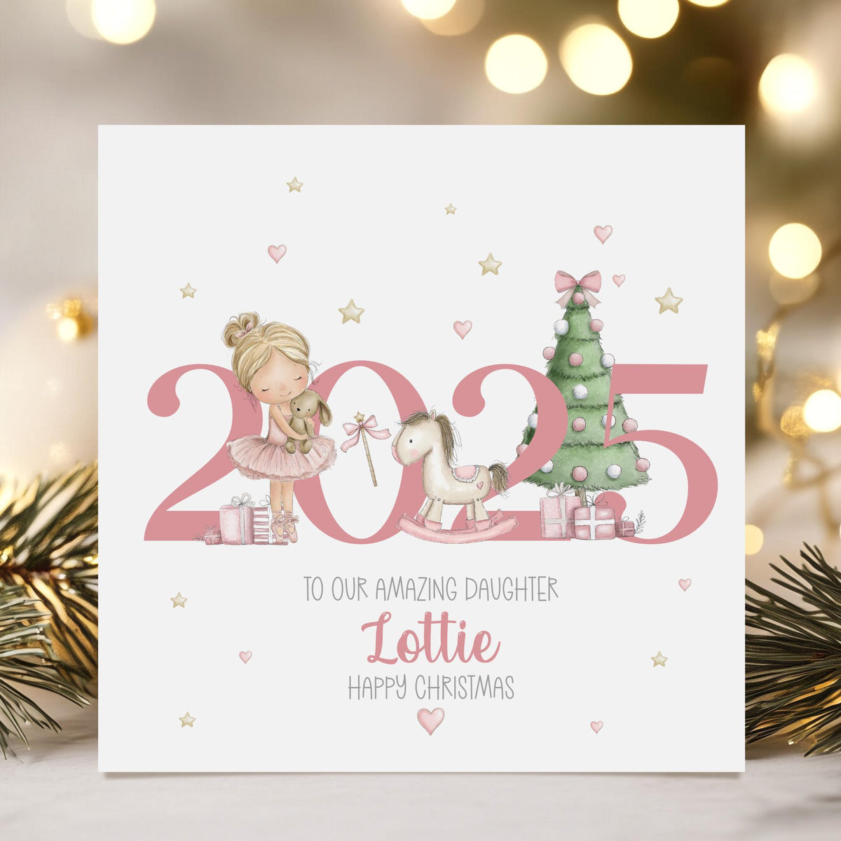 Pink Ballerina & Christmas Tree Christmas Card for Girls – photo 5