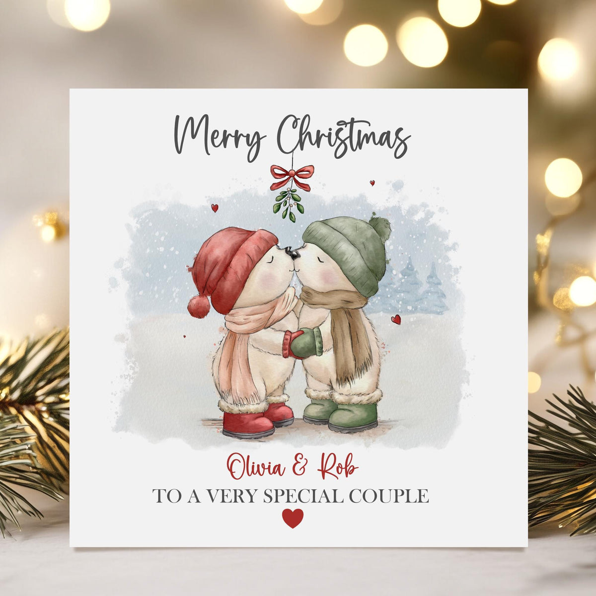 Kissing Couple Christmas Card for a Special Couple – photo 2