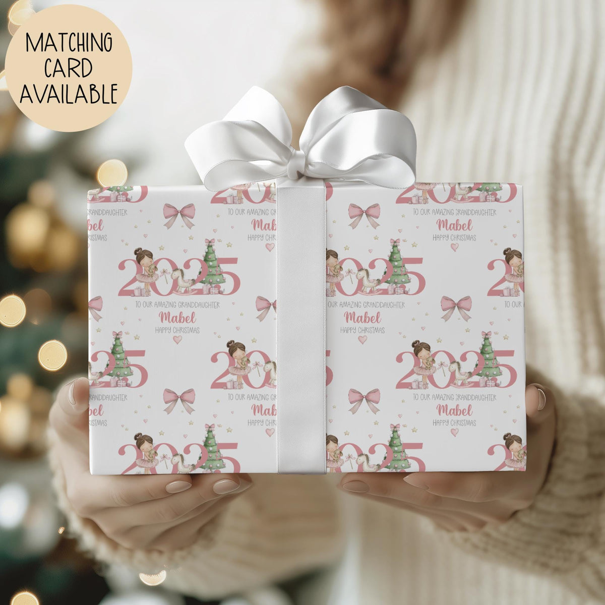 Girls pink ballerina 1st Christmas wrapping paper