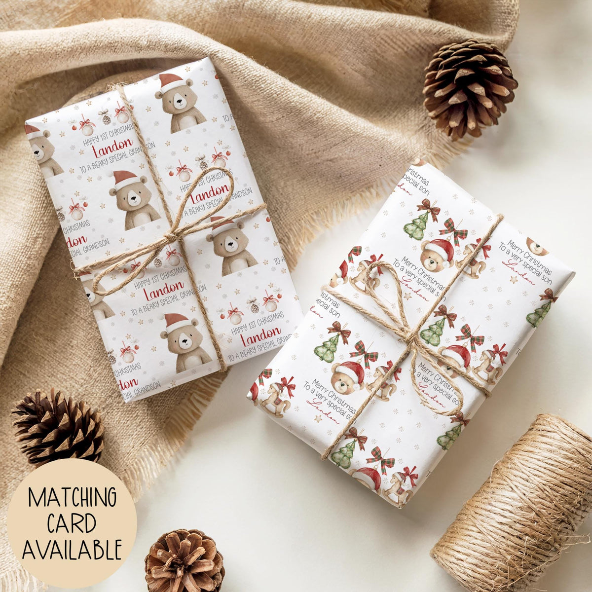 Kids teddy bear 1st Christmas wrapping paper