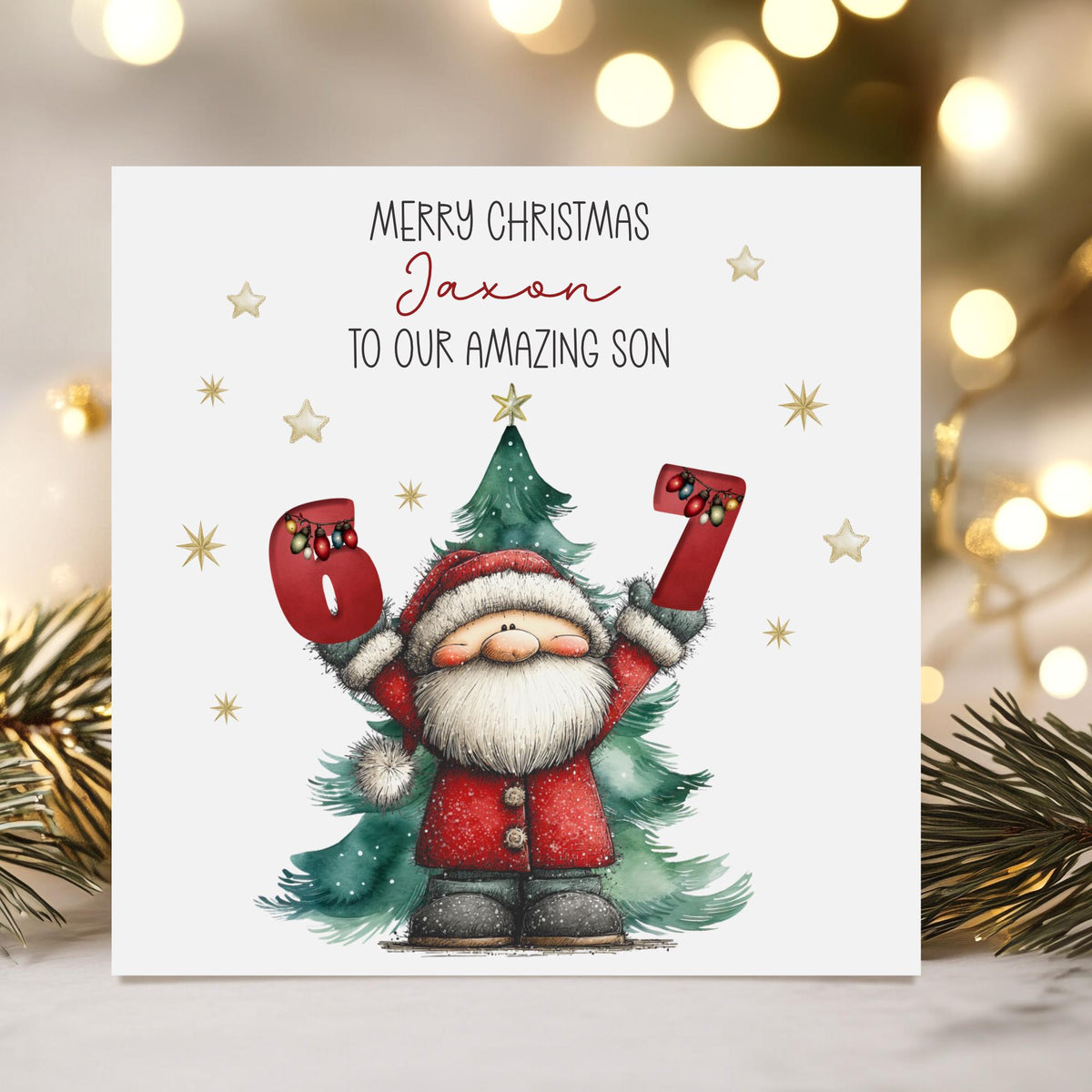 Six Seven 6 7 Santa Tree Christmas Card for Kids – photo 3