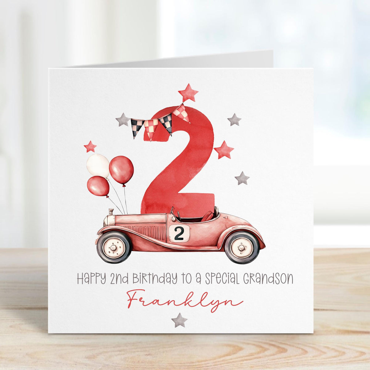 Red Racing Car Birthday Card for Boys or Girls – 1st, 2nd, 3rd – photo 2