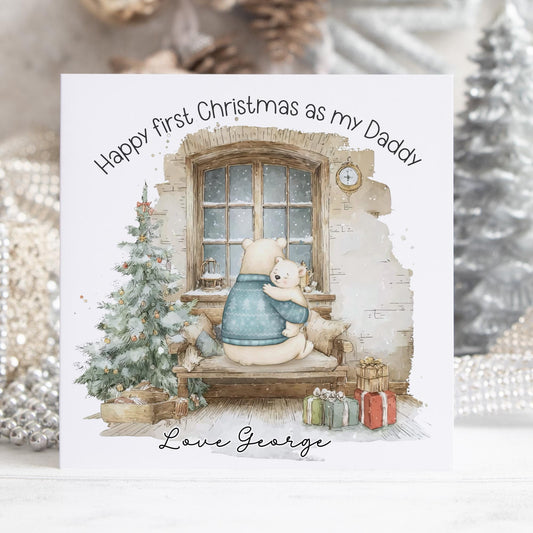 Bunny Window First Christmas as My Daddy Card – Cotton and Twigg