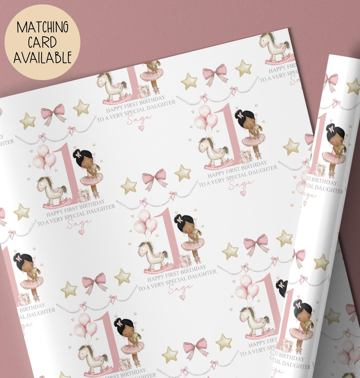 Girls ballerina birthday wrapping paper