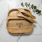 Personalised Engraved Bamboo Weaning Set – Suction Plate, Bowl, Spoon & Fork