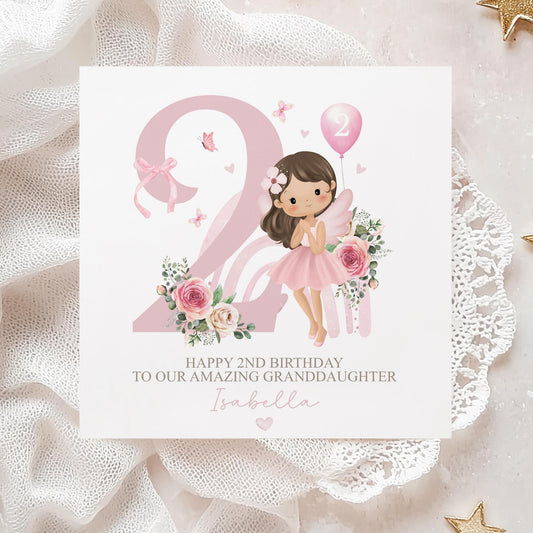 Pink Fairy 2nd Birthday Card for Little Girls – Cotton and Twigg