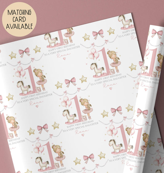 Girls ballerina birthday wrapping paper