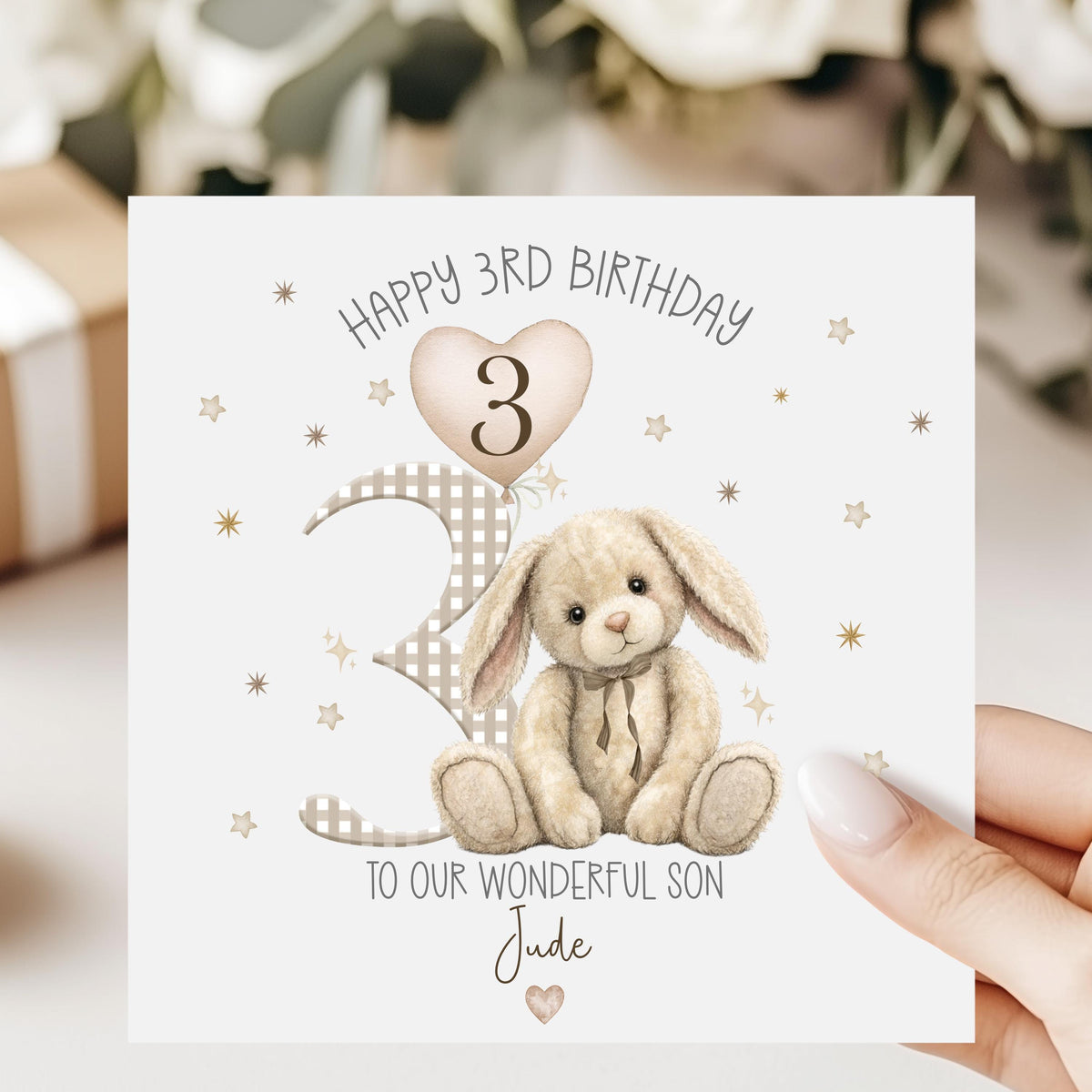 Cream Bunny 2nd Birthday Card for Boys – photo 2