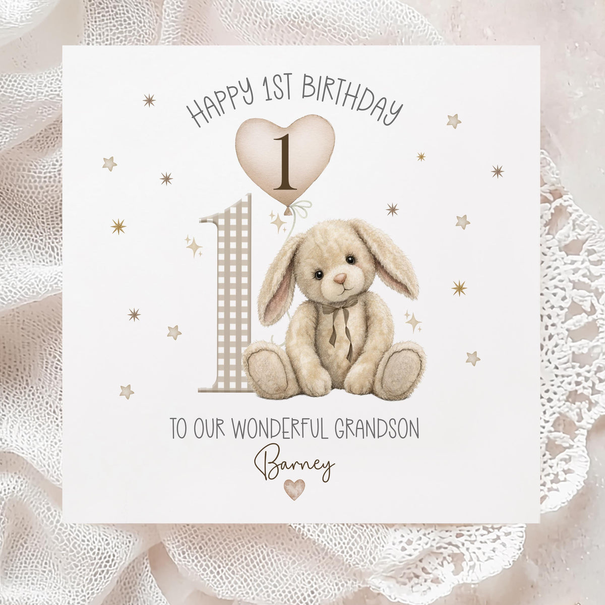 Cream Bunny 2nd Birthday Card for Boys – photo 3