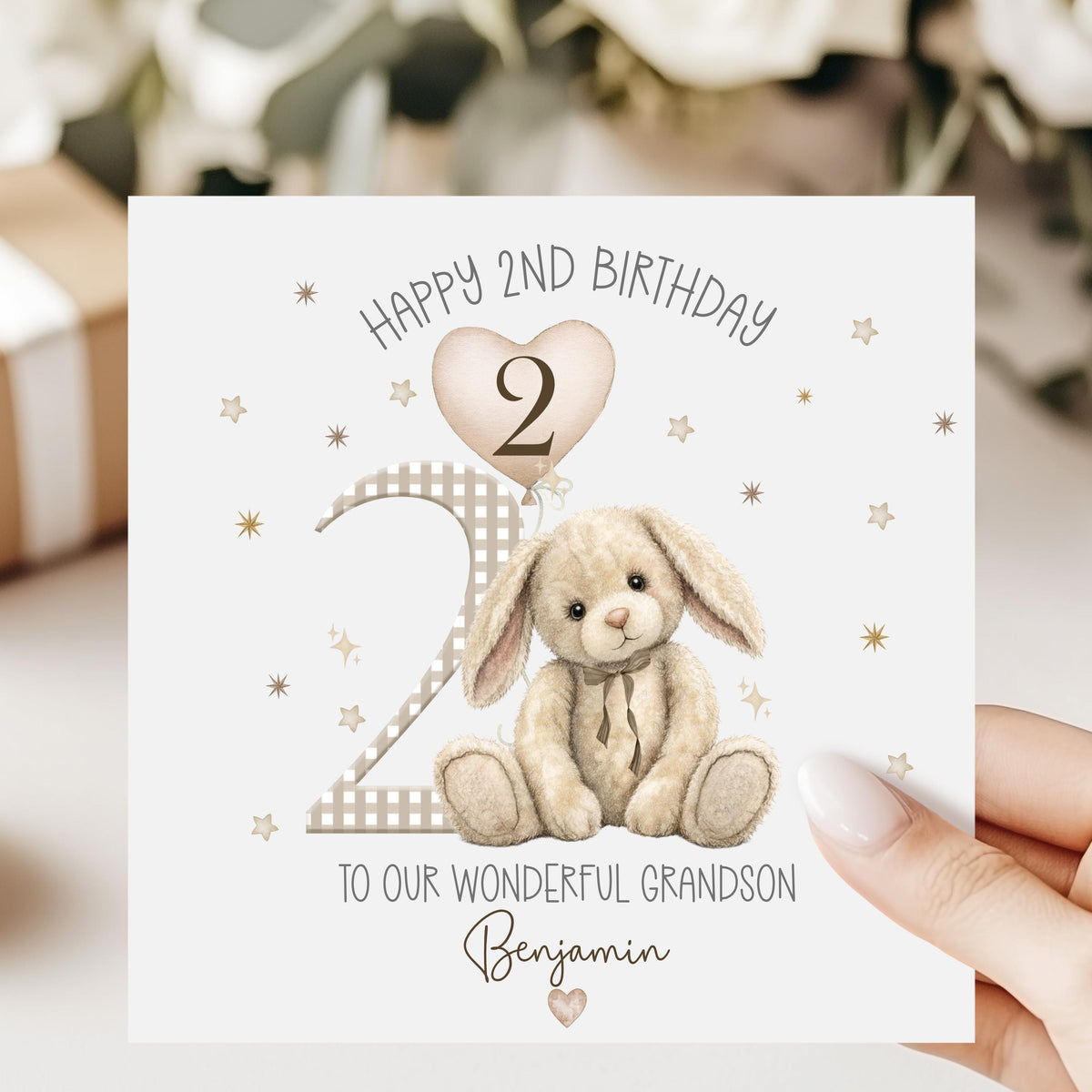 Cream Bunny 2nd Birthday Card for Boys – photo 5