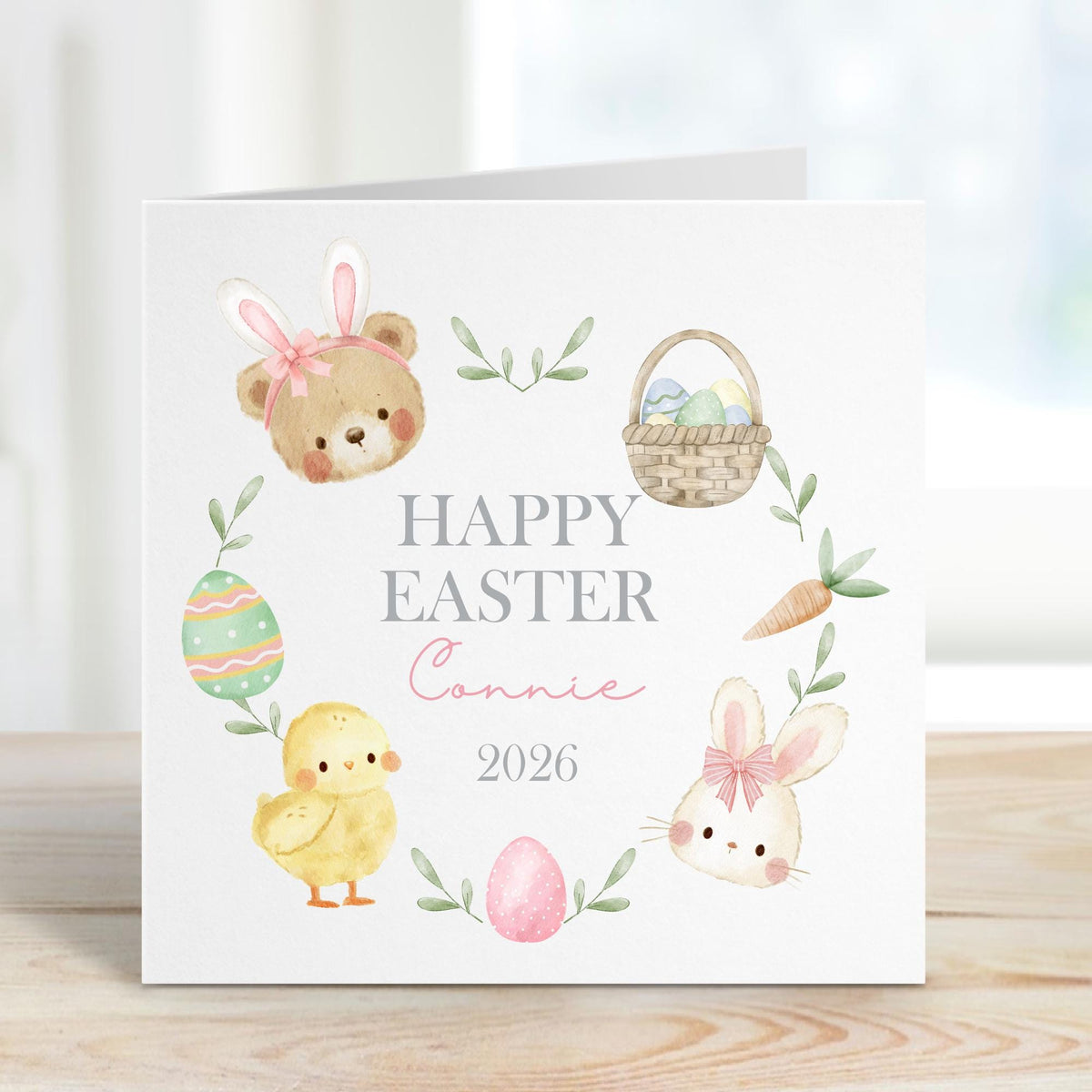 Easter Wreath Teddy 2026 Easter Card for Girls – photo 2