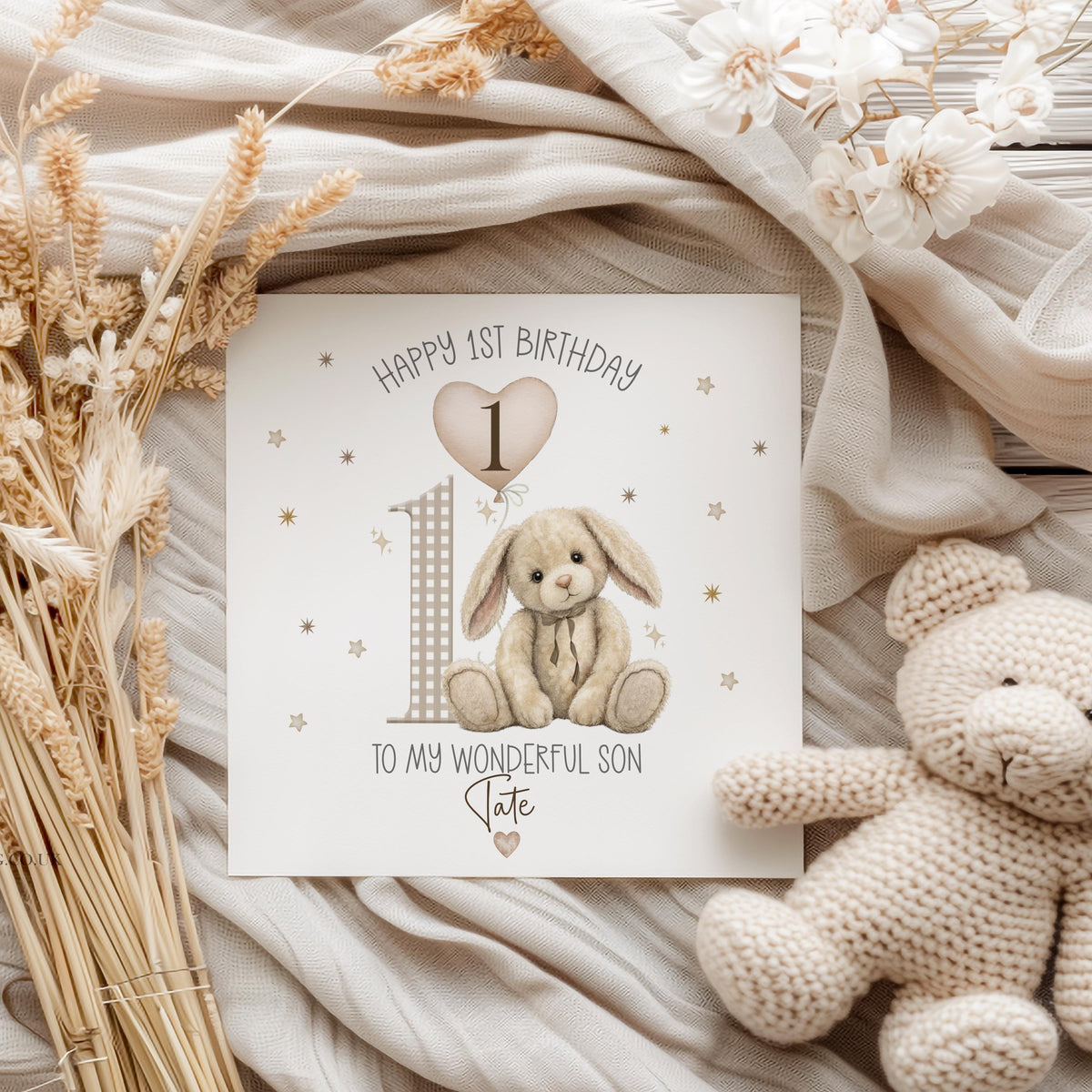 Cream Bunny 2nd Birthday Card for Boys – photo 4