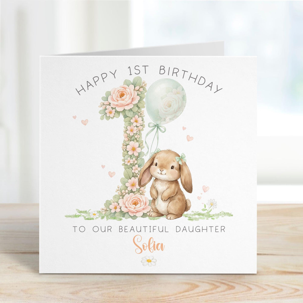 Floral Bunny Number 2 Second Birthday Card for Girls – photo 3