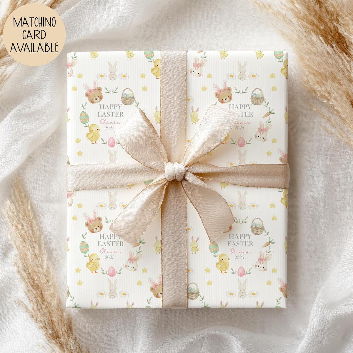 Girls bunny Easter wrapping paper