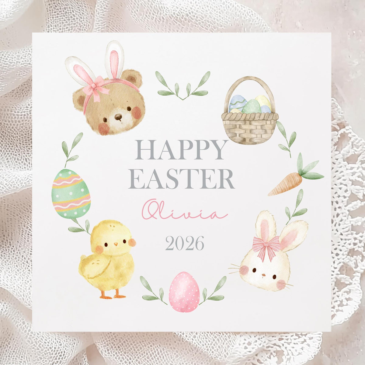Girls bunny Easter wrapping paper