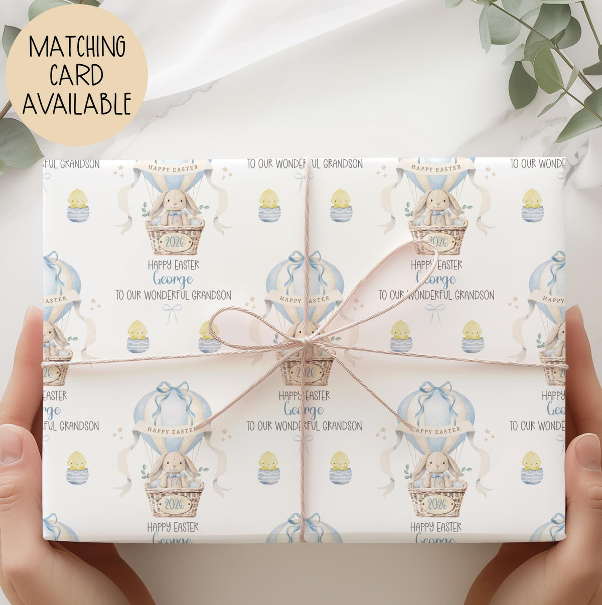 Boys illustrated Easter wrapping paper