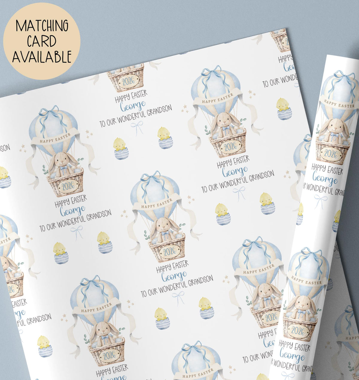 Boys illustrated Easter wrapping paper