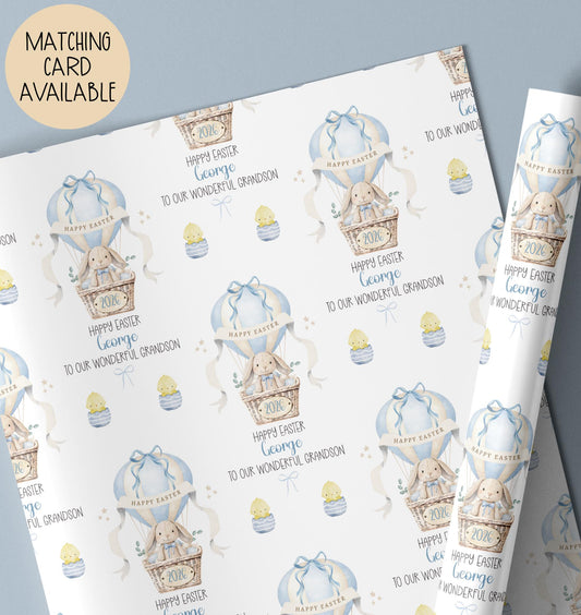 Boys illustrated Easter wrapping paper