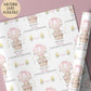 Girls balloon bunny Easter wrapping paper