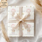 Girls balloon bunny Easter wrapping paper