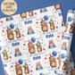 Kids capybara birthday wrapping paper