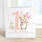Capybara & Balloon 1st Birthday Card for Girls – Cotton and Twigg