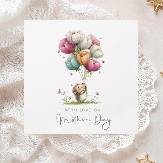 Hedgehog & Balloons Mother's Day Card – Cotton and Twigg