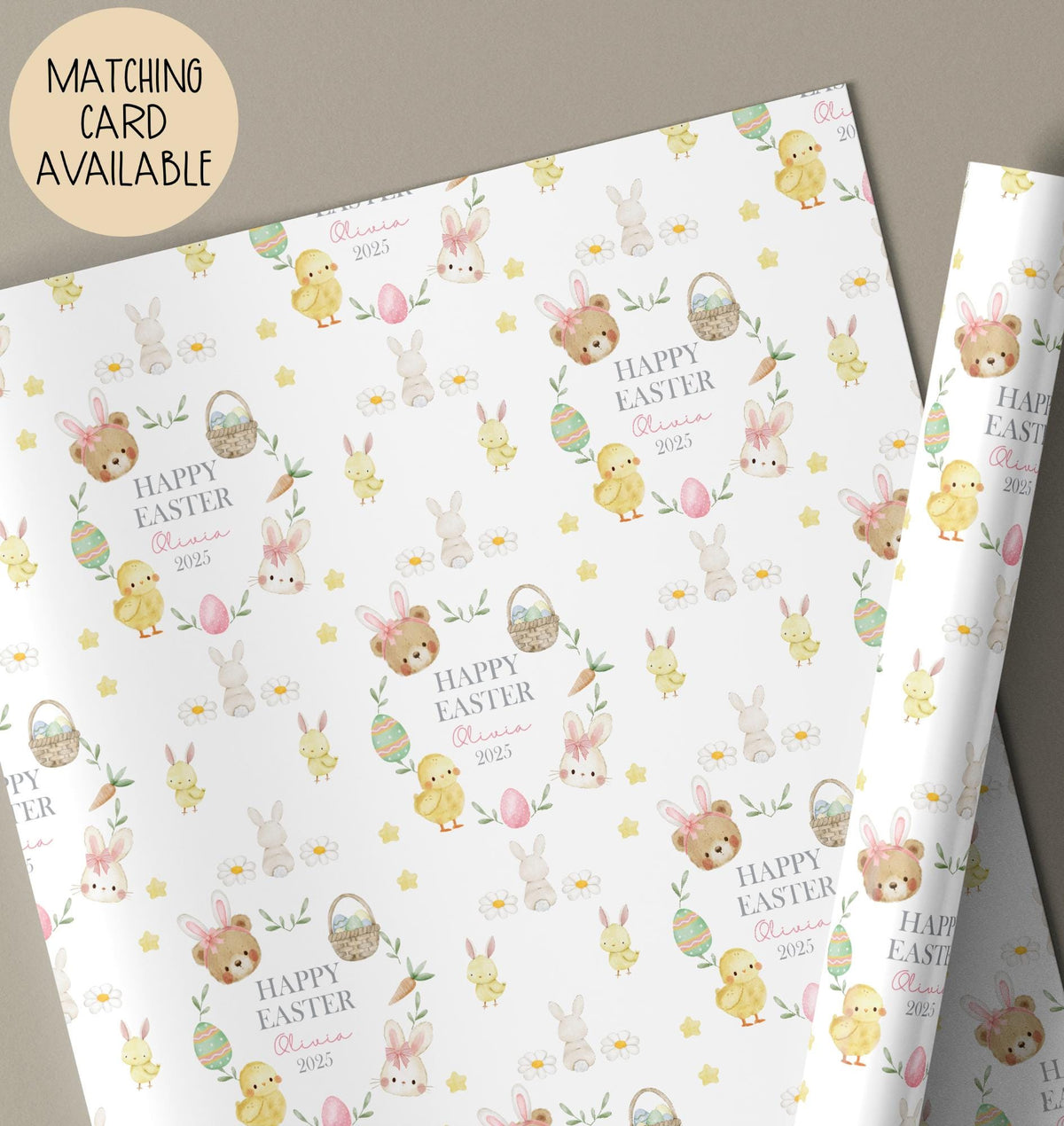 Girls bunny Easter wrapping paper
