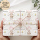 Girls balloon bunny Easter wrapping paper