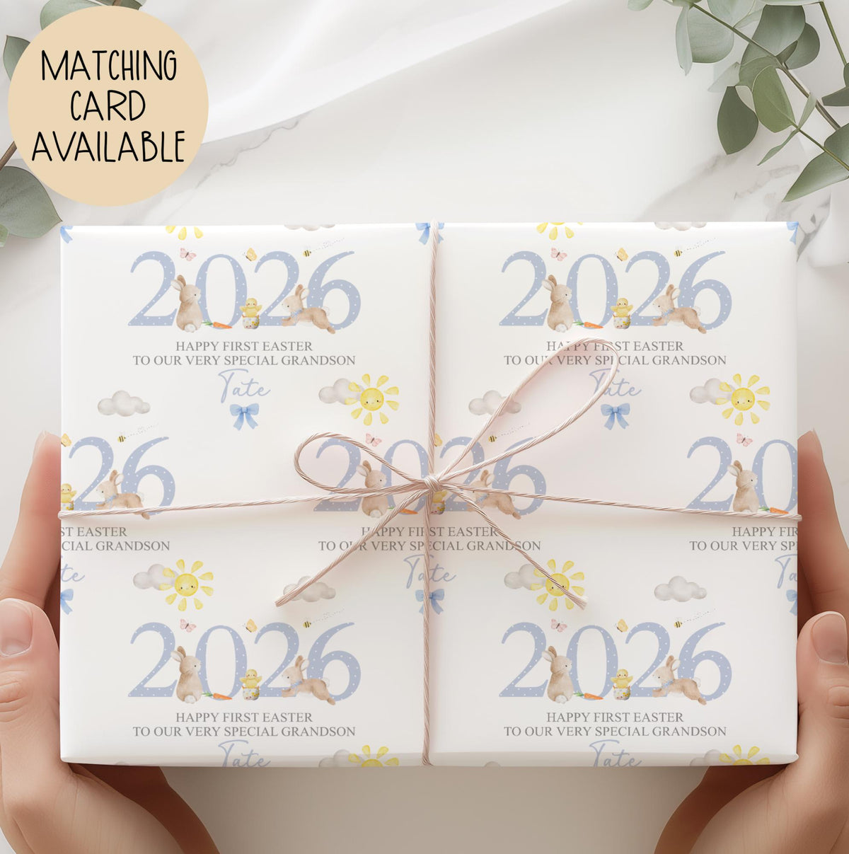 Boys illustrated first Easter wrapping paper