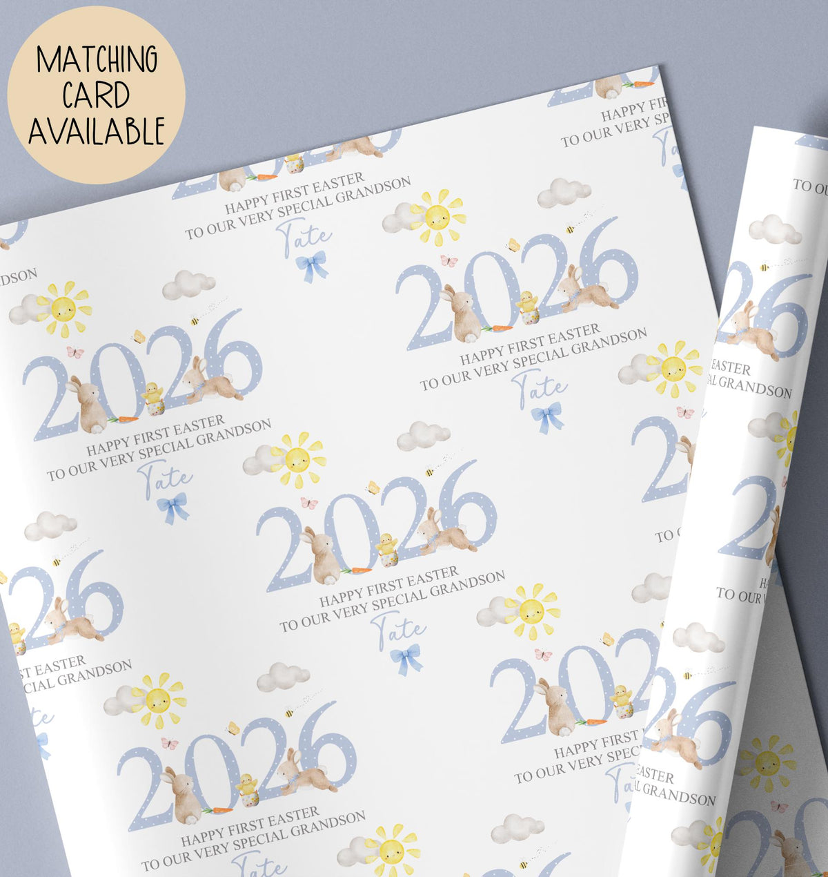 Boys illustrated first Easter wrapping paper