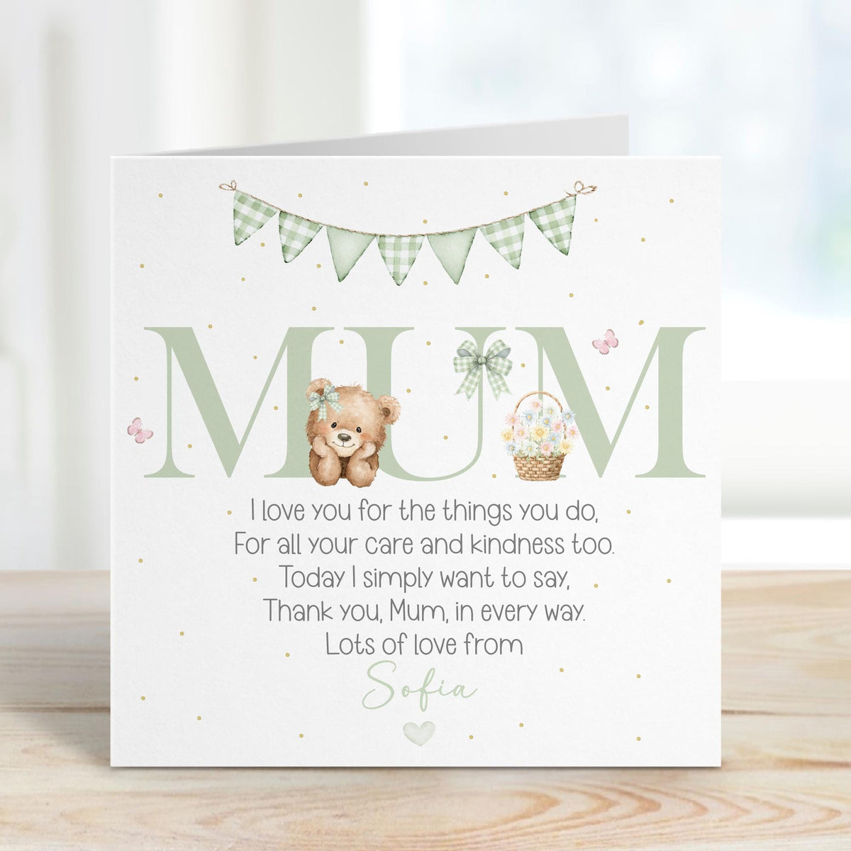 MUM Teddy Mother's Day Card – Cotton and Twigg