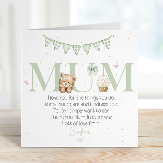 MUM Teddy Mother's Day Card – Cotton and Twigg