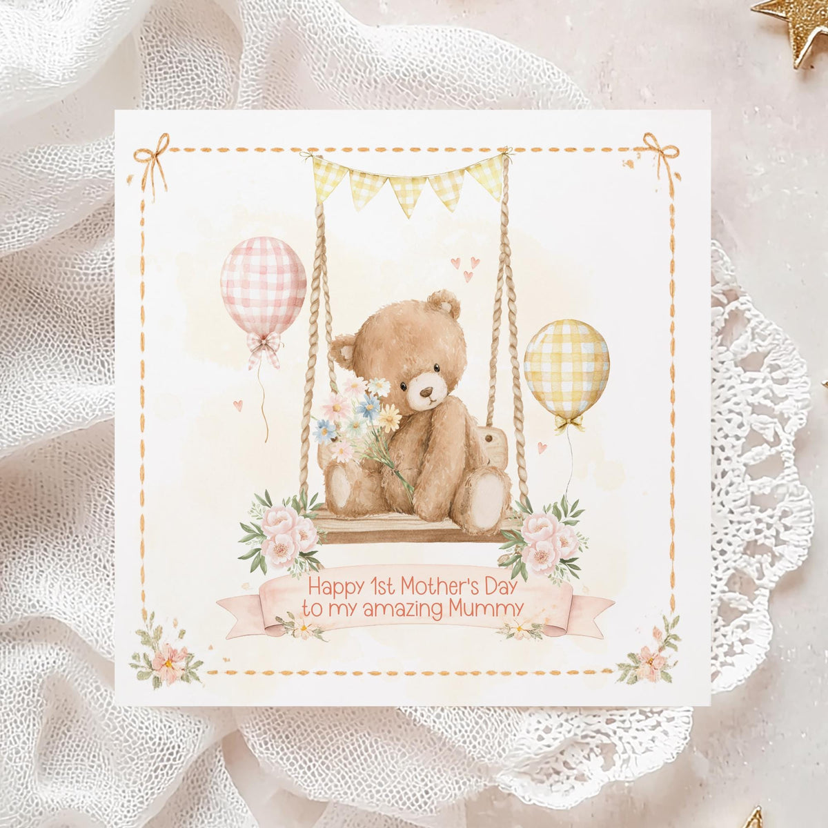 Teddy on a Swing 1st Mother's Day as My Mummy Card – photo 3