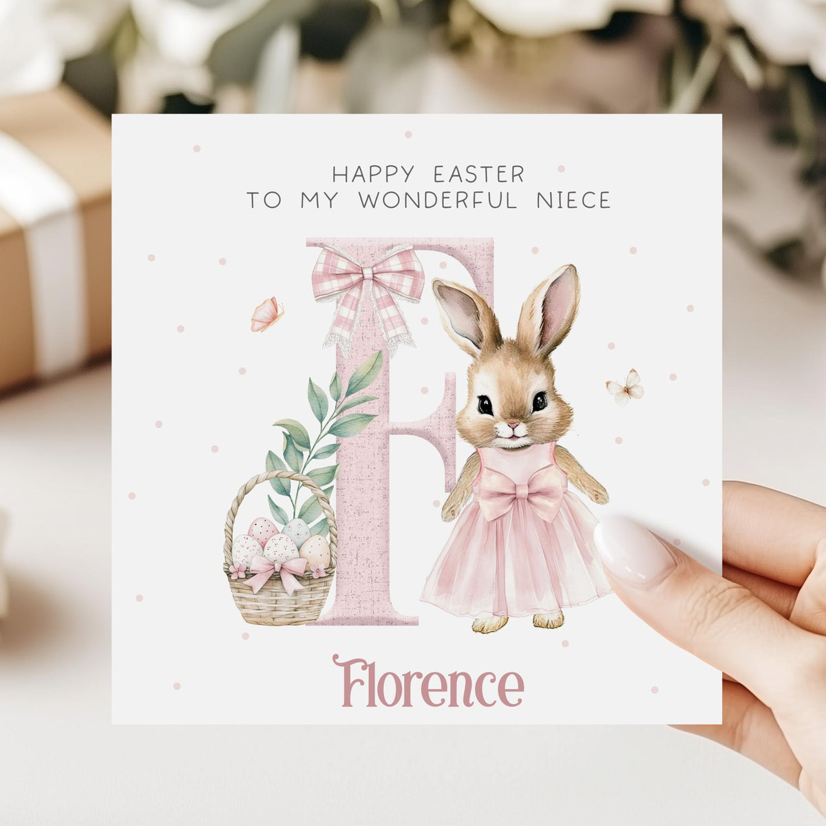 Ballerina Bunny Initial Easter Card for Girls – photo 3