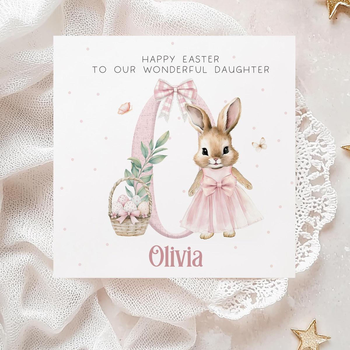 Ballerina Bunny Initial Easter Card for Girls – Cotton and Twigg
